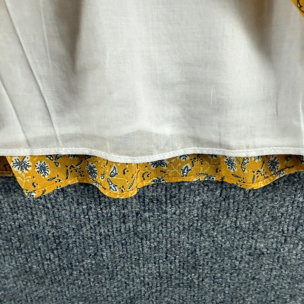 Charlie Paige Dress Small Yellow Floral Tiered Prairie Boho Cottagecore Peasant - Picture 6 of 11